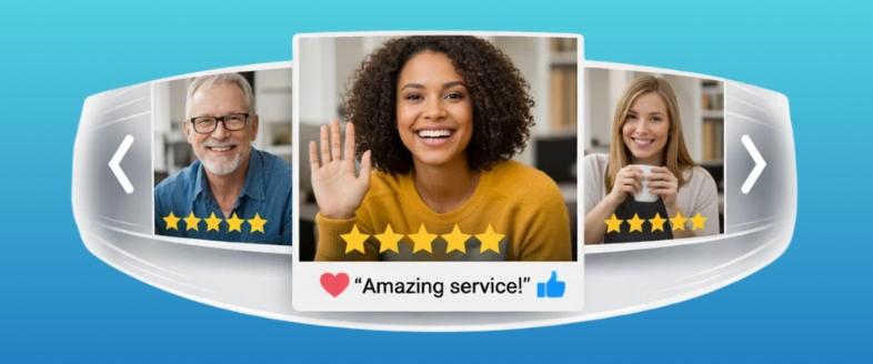 Testimonial widgets display on website