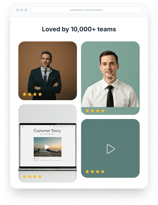 Video testimonials website mockup